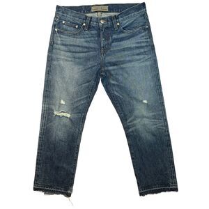 J.Crew Point Sur Darwin Jeans 29 USA Cropped Cotton B0782 Distressed Raw Hem